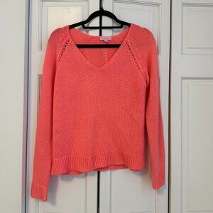Lilly Pulitzer Bennett Coral V-Neck Pullover Sweater, Size M